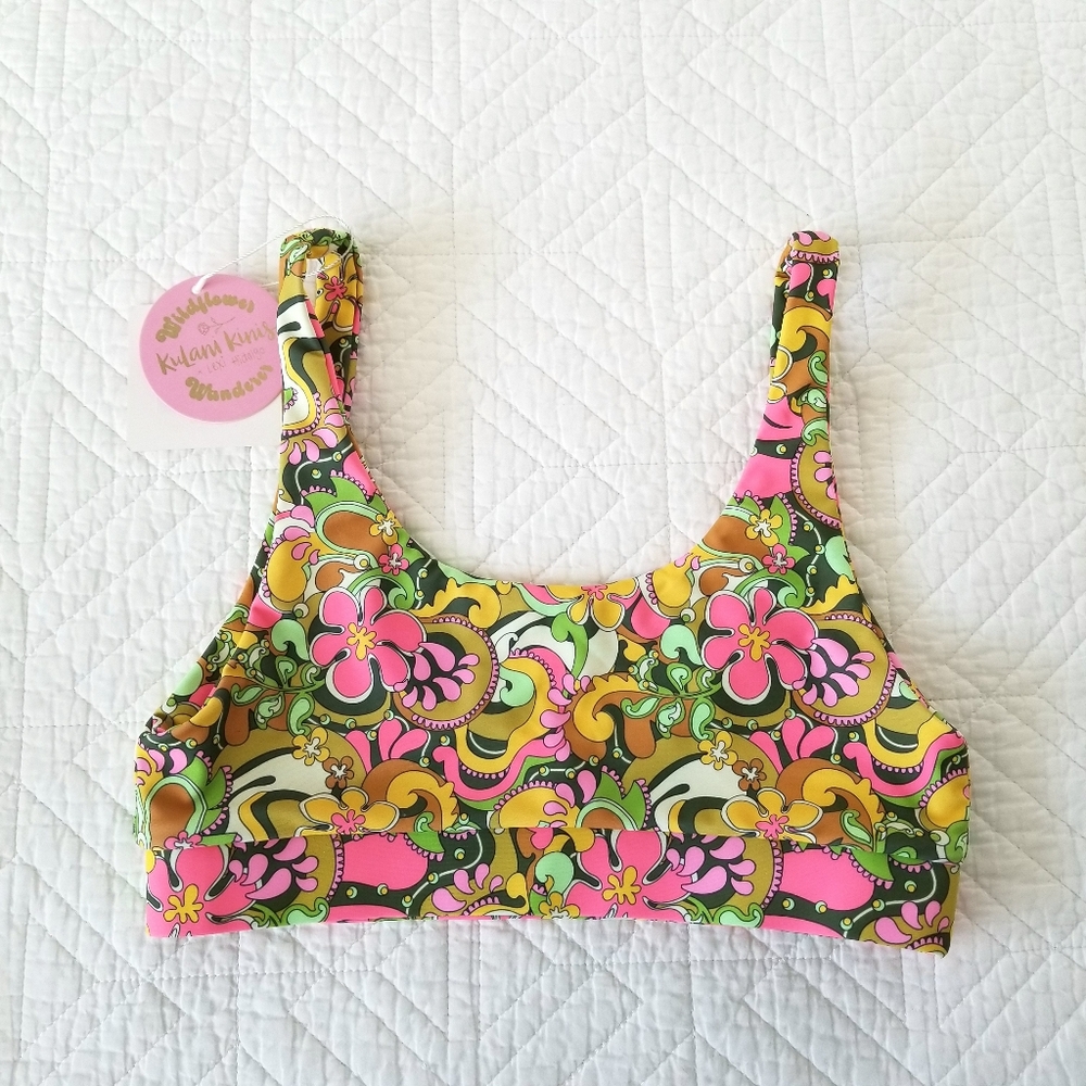 Kulani Kinis Runaway Baby Long Crop Bikini Top Womens Small NWT